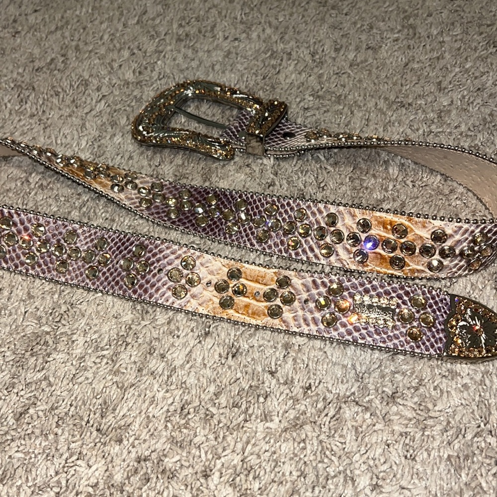 BB Simon Swarovski Crystal Silver and Brown Belt - Picture 4 of 6